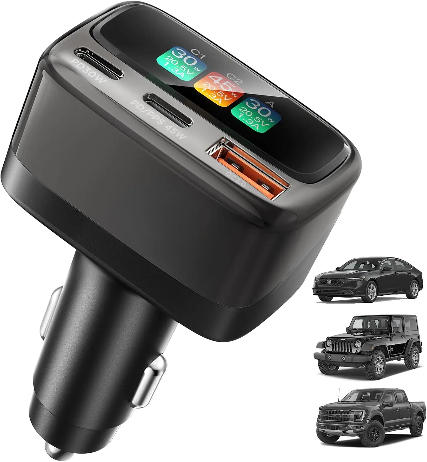 Travel Accessories Men - 105W USB C 차량용 충전기(디지털 컬러