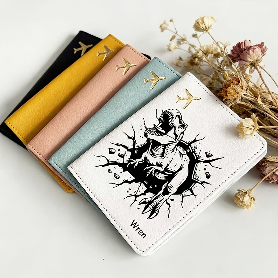 Travel Accessories Gifts For Men - 맞춤형 만화 공룡 이름이 새겨진 여권