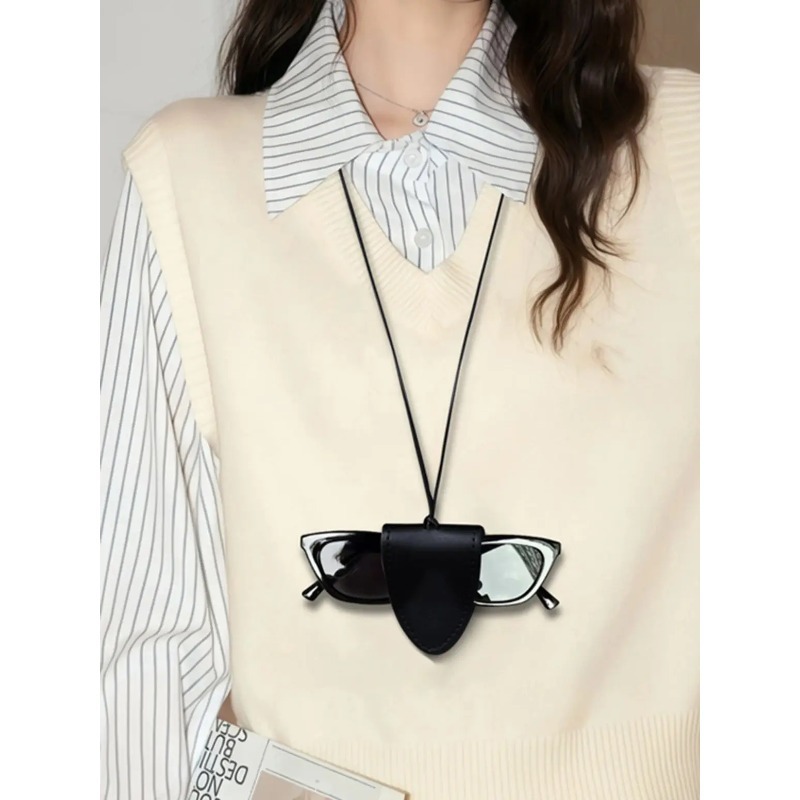 Travel Accessories Pouch For Women - 목걸이형 자석 PU 가죽 안경 보관