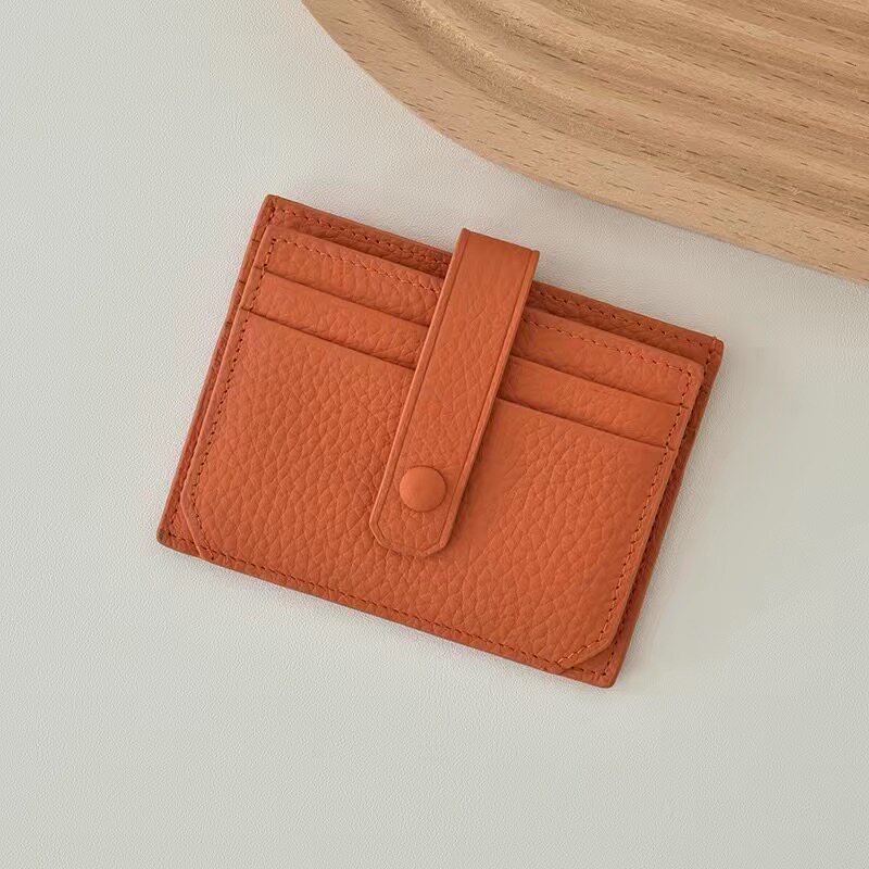 Travel Wallet Slim - BUYLEMO 페블드 가죽 스냅 이중 카드