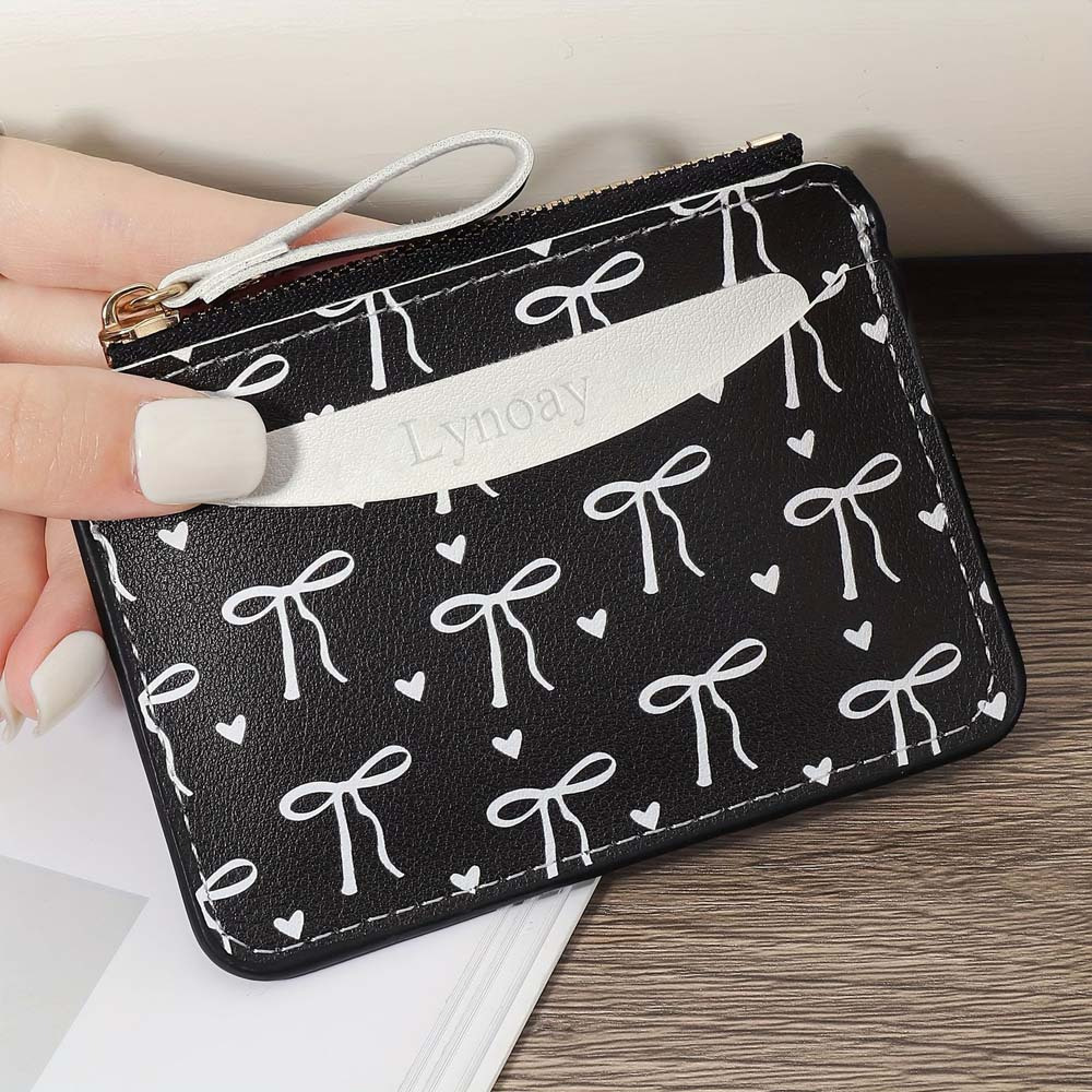 여성용 핑크 리본 지갑, 심플한 PU 카드 가방, 초박 - Travel Wallet Slim 리뷰 및 가격