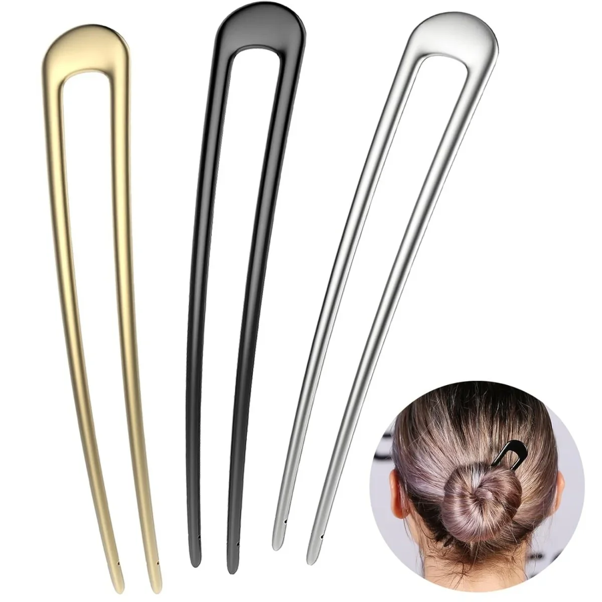 프랑스 헤어 포크 U자형 헤어핀 우아한 두꺼운 머리핀  - Travel Accessories For Women 리뷰 및 가격