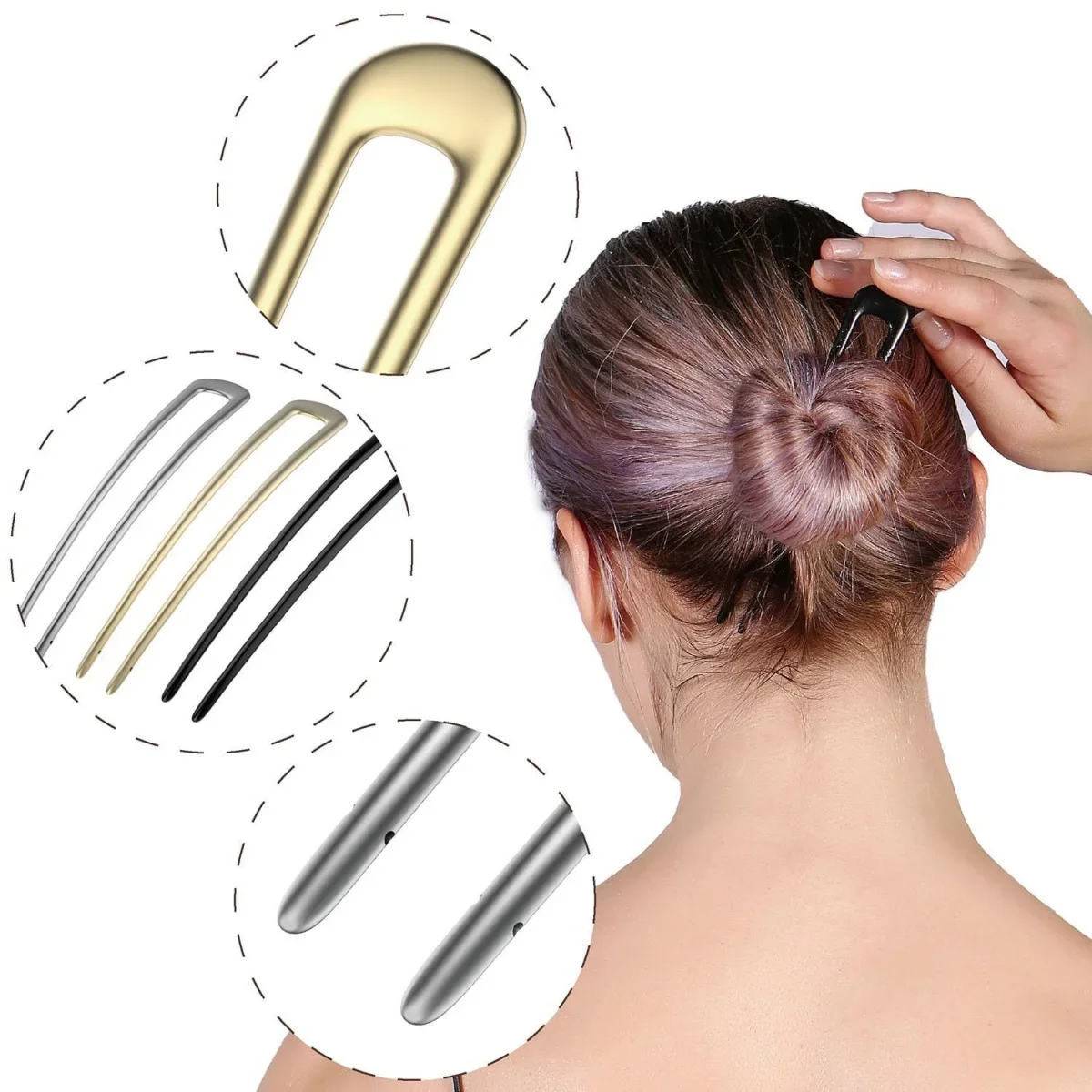 프랑스 헤어 포크 U자형 헤어핀 우아한 두꺼운 머리핀  - Travel Accessories For Women 리뷰 및 가격