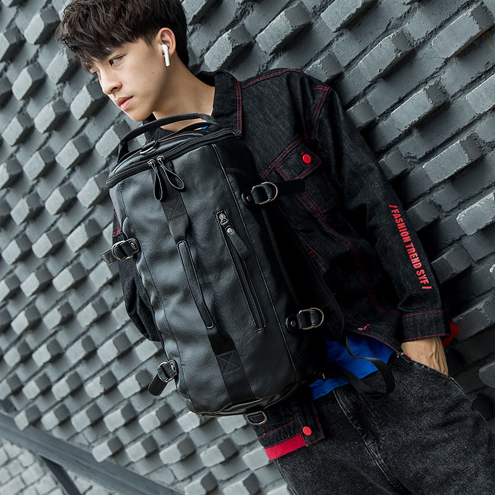 남성용 가죽 버킷 백팩, 다기능 여행 가방, 대용량 수 - Luggage Strap Belt 리뷰 및 가격