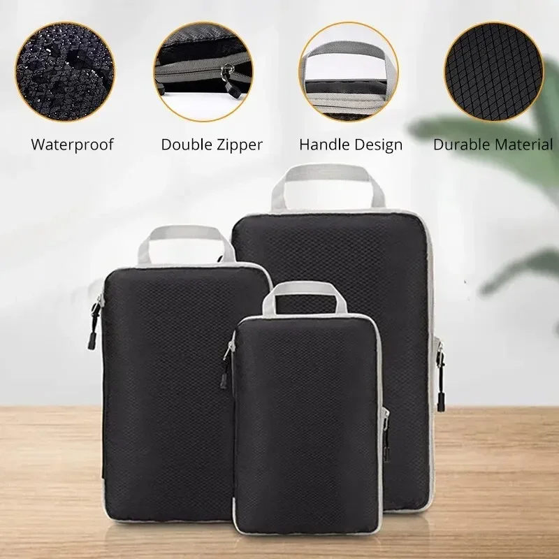 3PCS 여행용 압축 수납 가방, 의류 정리 큐브, 휴 - Travel Accessories Organiser 리뷰 및 가격