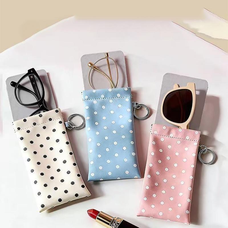 폴카 도트 안경 파우치(키체인 포함) 휴대용 스크래치  - Travel Accessories Pouch For Women 리뷰 및 가격
