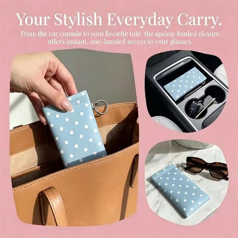 폴카 도트 안경 파우치(키체인 포함) 휴대용 스크래치  - Travel Accessories Pouch For Women 리뷰 및 가격