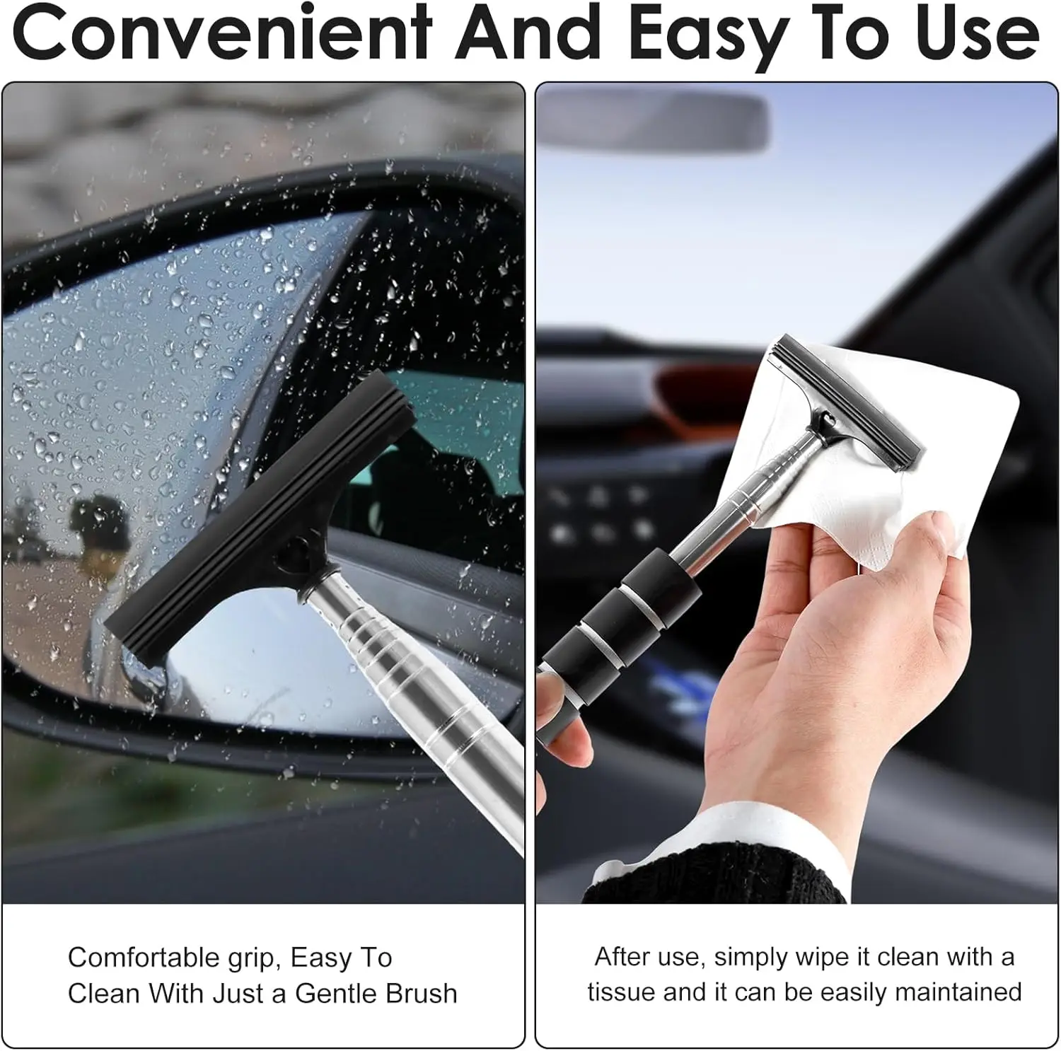 백미러 윈드스크린 와이퍼 접이식 휴대용 고무 스퀴지 청 - Travel Accessories Car 리뷰 및 가격
