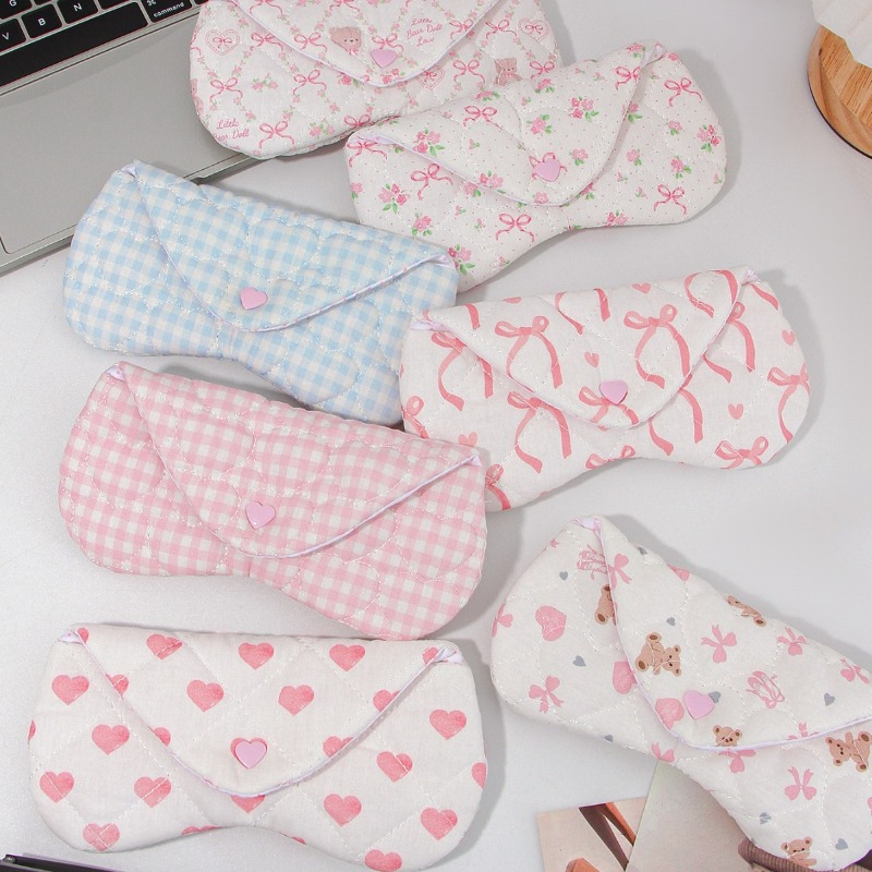 인스 코리안 체크무늬 원단 하트 안경 케이스 선글라스  - Travel Accessories Pouch For Women 리뷰 및 가격