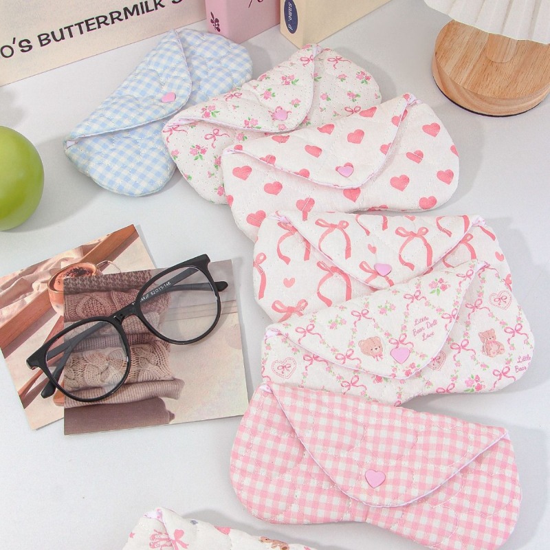 인스 코리안 체크무늬 원단 하트 안경 케이스 선글라스  - Travel Accessories Pouch For Women 리뷰 및 가격