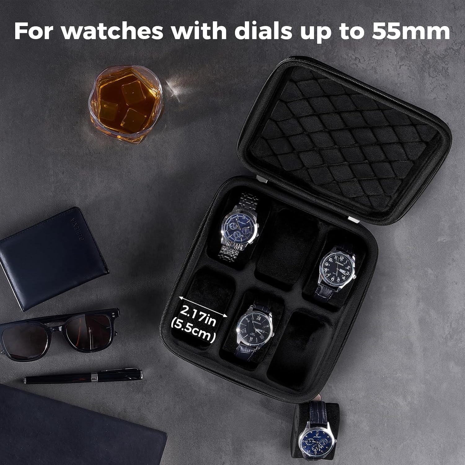 여행용 시계 팔찌 보관 케이스 6 슬롯 하드 쉘 지퍼가 - Travel Accessories Gifts For Men 리뷰 및 가격