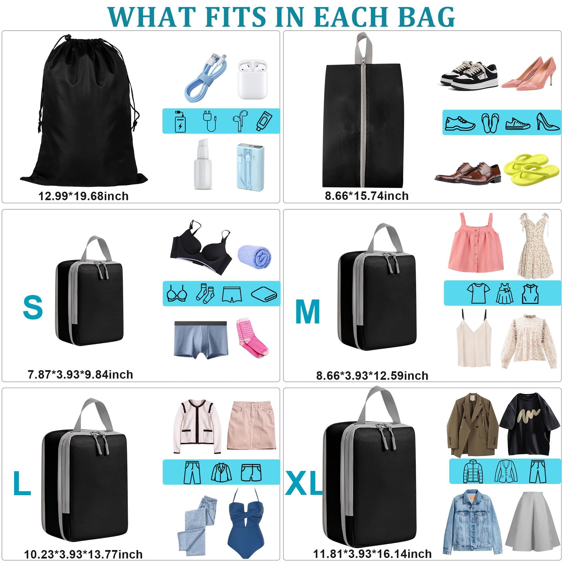 여행 가방용 압축 짐 정리 큐브 6종 세트 - 공간 절 - Travel Accessories Organiser 리뷰 및 가격