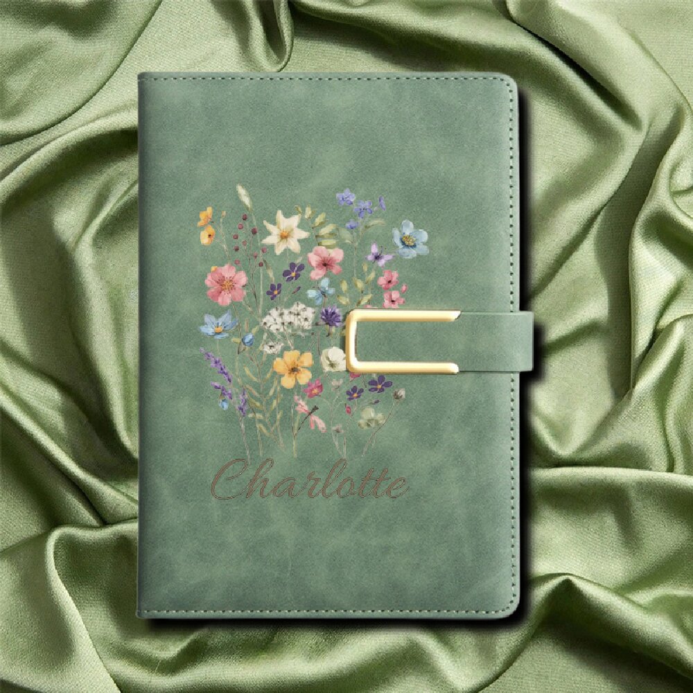 A5 플로럴 모노그램 맞춤 이름 인조가죽 하드커버 저널 - Travel Journal Accessories 리뷰 및 가격