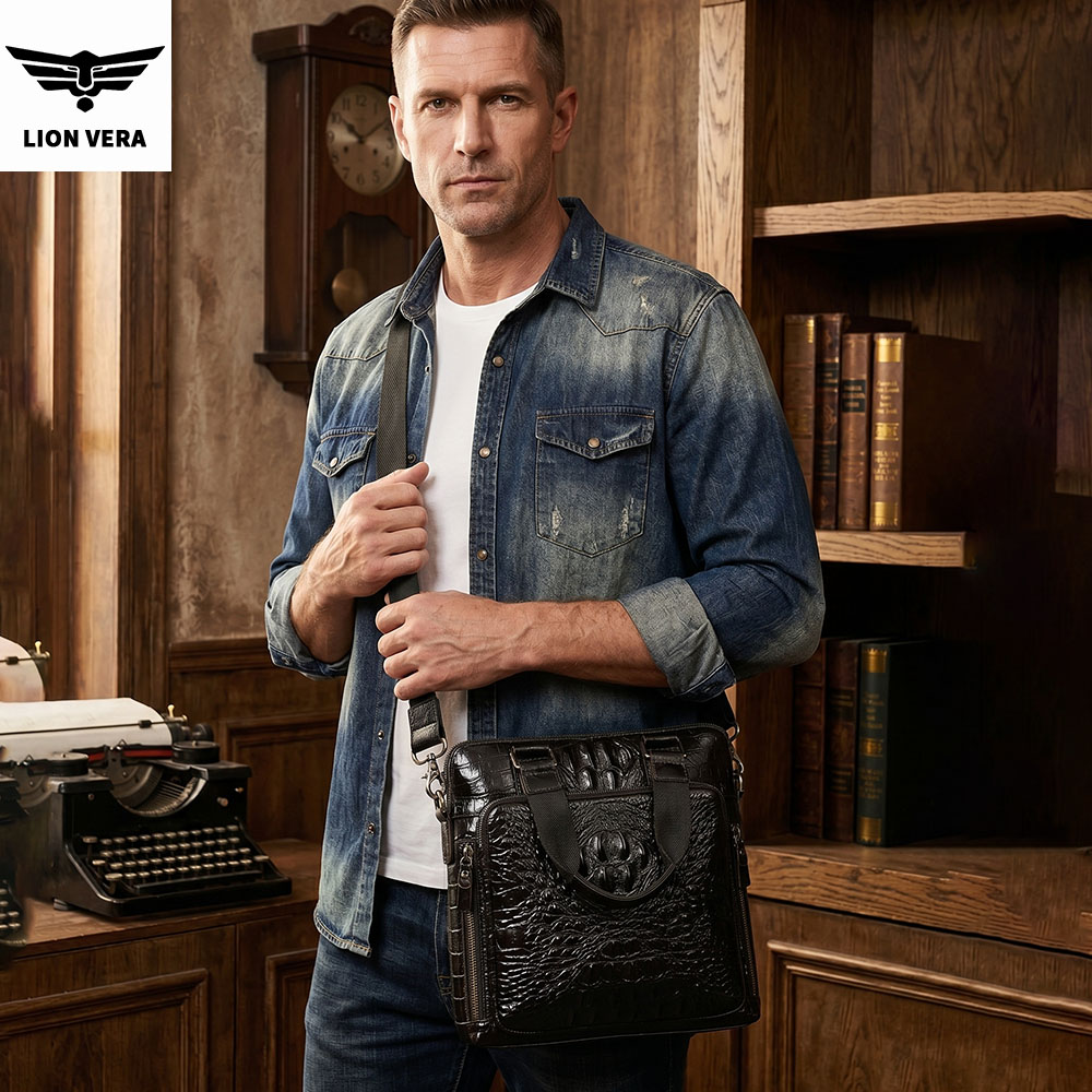 LION VERA 남성용 정품 가죽 가방 레트로 휴대용 - Travel Accessories Men 리뷰 및 가격