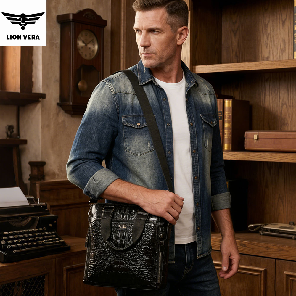 LION VERA 남성용 정품 가죽 가방 레트로 휴대용 - Travel Accessories Men 리뷰 및 가격
