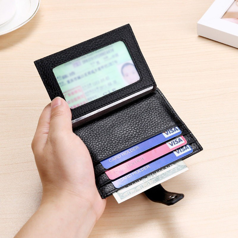 BUYLEMO 페블드 가죽 스냅 이중 카드 홀더, 투명 - Travel Wallet Slim 리뷰 및 가격