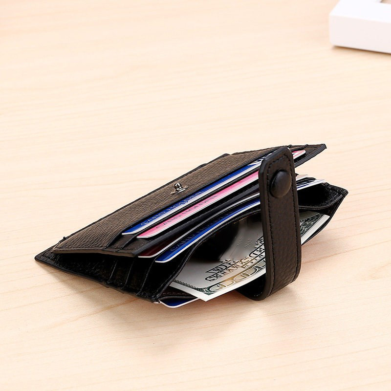BUYLEMO 페블드 가죽 스냅 이중 카드 홀더, 투명 - Travel Wallet Slim 리뷰 및 가격