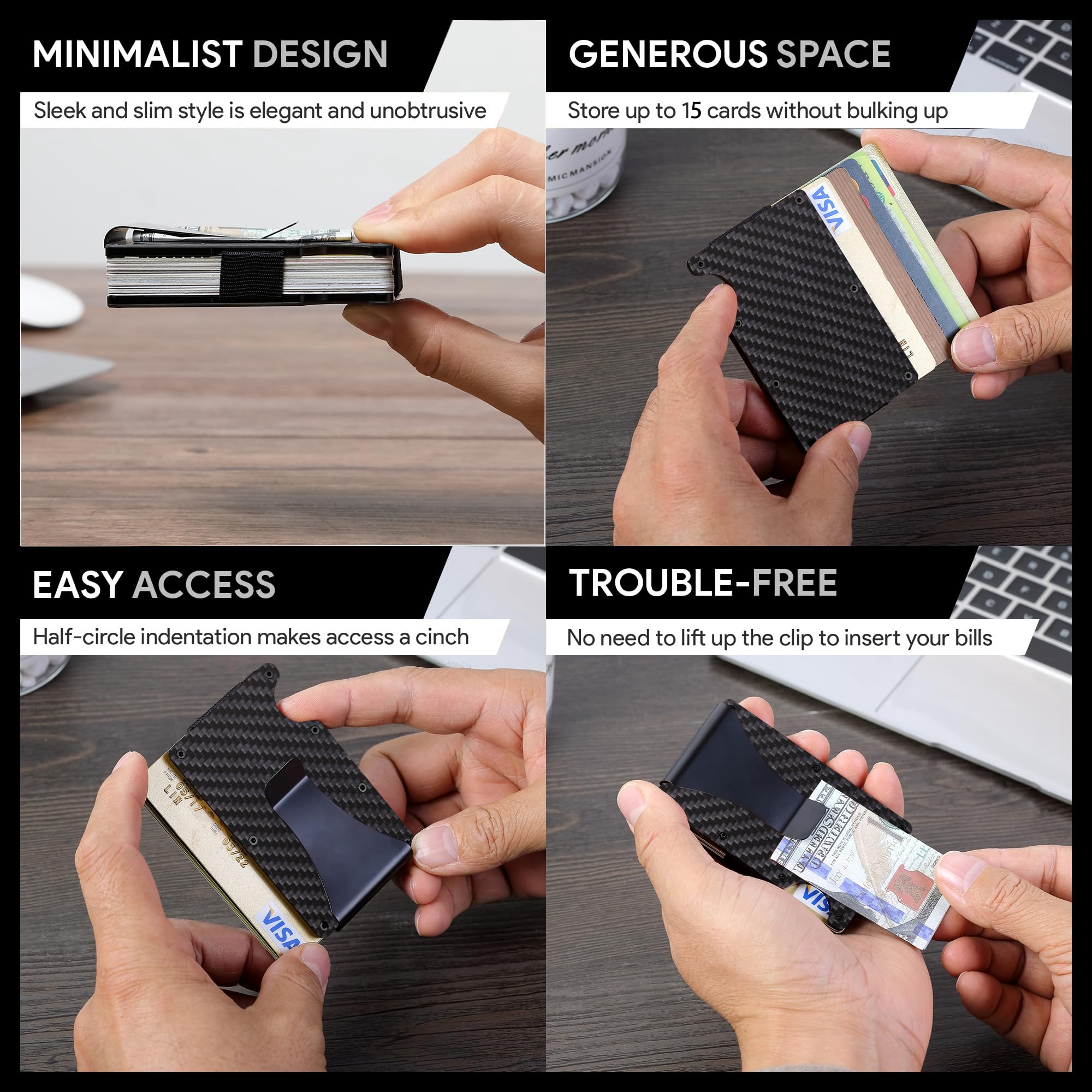 탄소 섬유 지갑, 금속 머니 클립 지갑, 남성용 미니멀 - Travel Wallet Slim 리뷰 및 가격