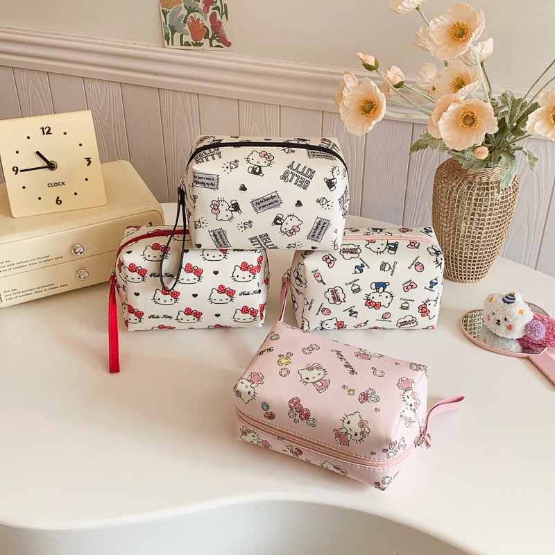 카와이 고양이 화장품 가방 귀여운 만화 프린트 대용량  - Travel Accessories Pouch For Women 리뷰 및 가격
